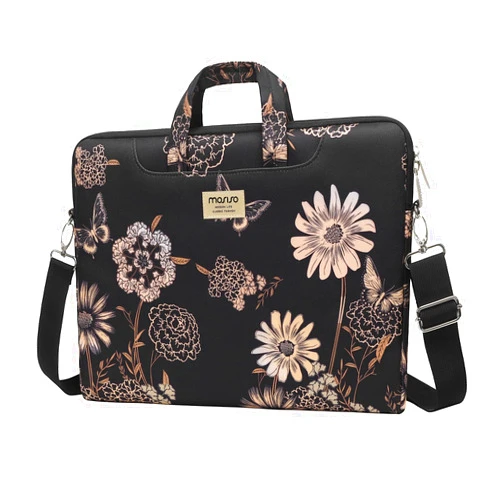 MOSISO Laptop Bag for Women, 15 inch Computer Bag Compatible with MacBook, HP, Dell, Lenovo, Asus, Notebook, 15.6 inch Laptop Shoulder Bag Carrying Messenger Sleeve with Strap, Vintage Floral