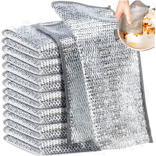 FulSoulComM Multi-Purpose Dishwashing Cloths, Double Layer Wire Cloths, 20 Pack, Reusable scrubbing Pads for Wet and Dry Dishes (6)