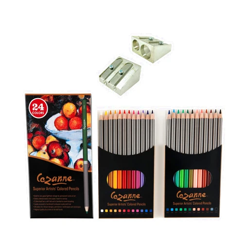 JERRY'S ARTARAMA Cezanne Superior Artists’ Colored Pencils - Set of 24 Artist-Quality Color Pencil, Perfect for Coloring, Easy to Sharpen Hardwood Pencils with Included Sharpener, Ideal for Drawing