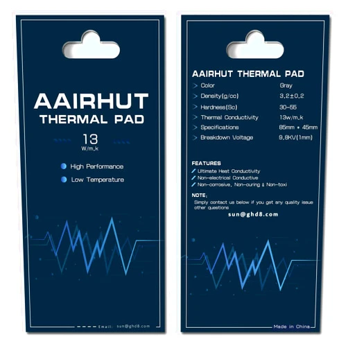 Aairhut Thermal Pad 13W/mK [0.5~3mm], 85 x 45 x 2mm Silicone Cooling Pad Non Conductive Heat Resistance Extreme Odyssey Cover with Dual Self-Adhesive Films for PC Laptop PS4/PS5/CPU/GPU/Computer