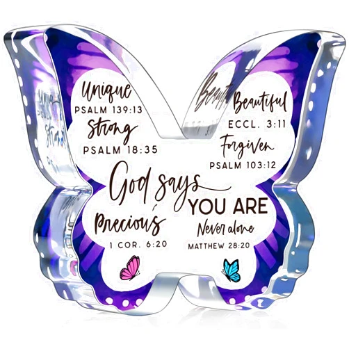 MY-ALVVAYS Christian Gifts Religious Gifts for Women Birthday, Inspirational Gifts Faith Keepsakes Christmas Gifts for Friend Mom Sister, Unique Pastor Butterfly Gifts Prayer Room Decorative Signs Plaques