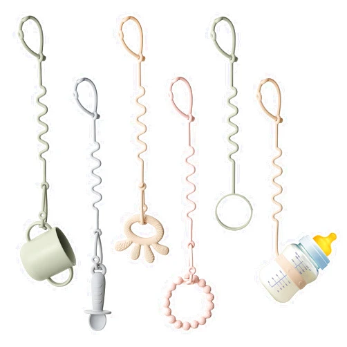 Andy Bear Toy Straps for Baby 6 Pack Keep Your Baby's Toys and Sippy Cups Secure with Toy Straps and Sippy Cup Strap Adjustable Silicone Toy Straps for Strollers High Chair, Stroller Accessories