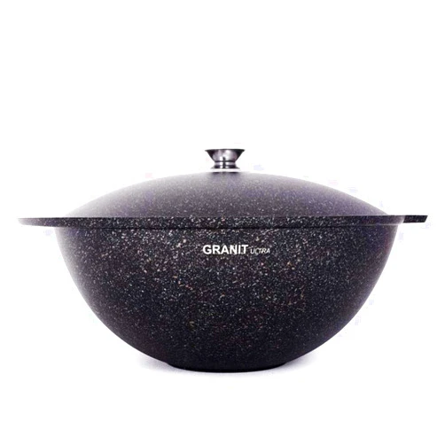 TM KUKMARA Aluminum Wok Kazan for Making Pilaf 236.7 oz. (7 L) Aluminum Kazan Cooking Pot with Lid Cookware Cast Iron Asian Cauldron Camping Wok Cast Iron Pan with Lid