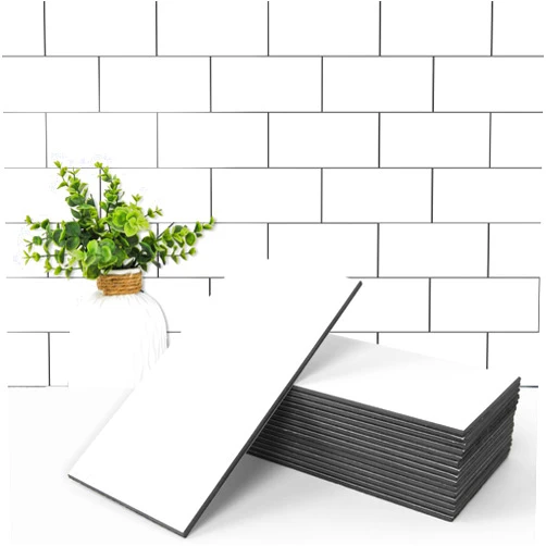 Art3d 102-Piece Peel and Stick Wall Tile for Kitchen Backsplash, Bathroom, Fireplace, 3in. × 6in. Stick on Subway Tile, Glossy White