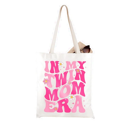 WCGXKO Twin Mama Gift In My Twin Mom Era Tote Bag for Mom of Twins New Mom (T-Twin Mom Era)