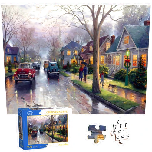 NorthKe 500 Piece Puzzles for Adults of Chrismas Eve, Jigsaw Puzzles 500 Pieces Puzzle Game Letters on Back for Family Challenging Brain Exercise for Game Nights - Finished Puzzle Size 20