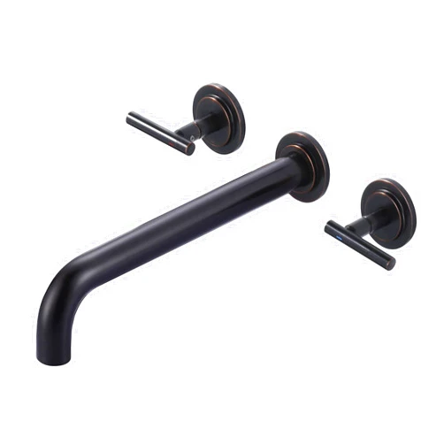 WOWOW Wall Mount Tub Filler: WOWOW Oil Rubbed Bronze Bathtub Faucet Long Spout Reach, Bath Tub Filler Faucet 2 Handle Wall Mounted Bathtub Faucets with Brass Rough in Valve Included Wall Mounted Tub Faucet
