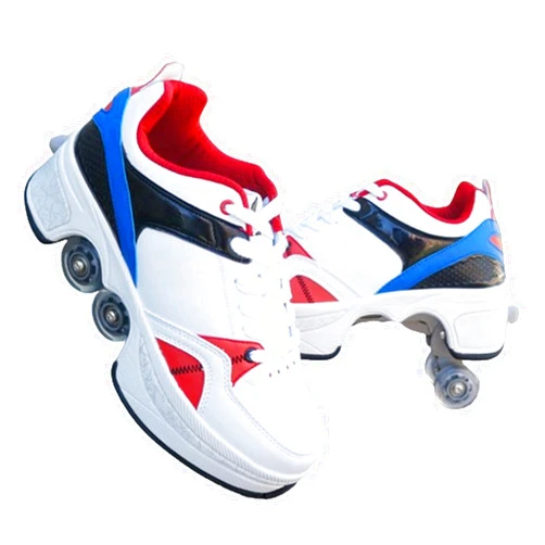 LDRFSE Roller Skate Shoes for Women Roller Skate Automatic Walking Shoes, Deformation Roller Shoes Male and Female Skating Shoes 2 in 1 Removable Pulley Skates Skating Outdoor Sports Shoes