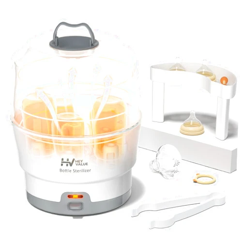 HEYVALUE Bottle Sterilizer, Baby Bottle Sterilizer, Easy One Button Control Electric Bottle Sterilizer (Esterilizador de Biberones), for Baby Bottles, Pacifiers, Breast Pump Parts, BPA-Free