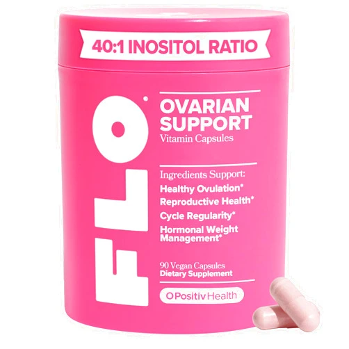 O Positiv FLO Ovarian Health Support - Hormone Balance for Women, Inositol Supplement with DIM, Myo-Inositol & D-Chiro Inositol, Folic Acid - Supports Healthy Ovulation, Cycle Regularity - 30 Servings