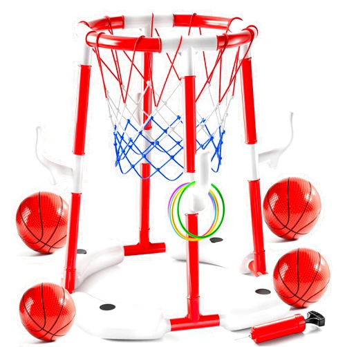 JUKUDAHU Swimming Pool Basketball Hoop Toy for Kids 2 3 4 5 6 Years Old - Floating Pool Basketball Game Toys with 4 Balls Air-Pump, Outdoor Play, Poolside Summer Water for Boys Girls Age 4-8-12 (Red)