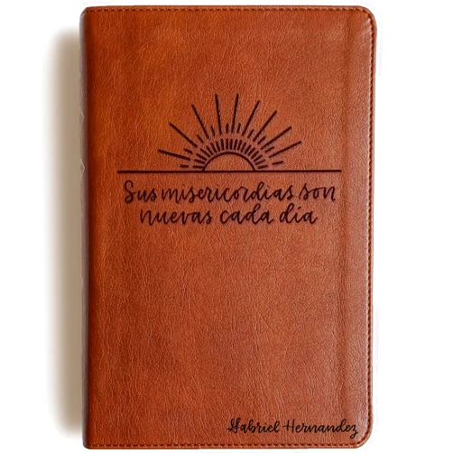 JOY CREATIVE Spanish/English (RVR/ESV) Parallel Bible, Brown, Hand Lettered and Laser Eengraved, Includes Option to add Engraved Name, Personalized Gift for Wedding, Baptism, Graduation or Birthday…