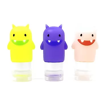 Yumbox Store YUMBOX Silicone Condiment Squeeze Bottles (Funny Monsters) Set of 3 Leakproof Dressing bottles.