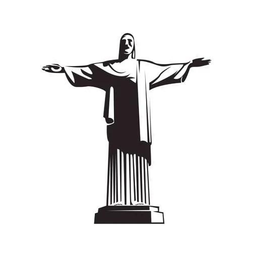 CustomVinylDecor Rio de Janeiro Wall Decor - Christ the Redeemer Statue Silhouette Vinyl Decal - Brazil Christian Culture Decoration for Living Room, Bedroom, Kitchen, Office