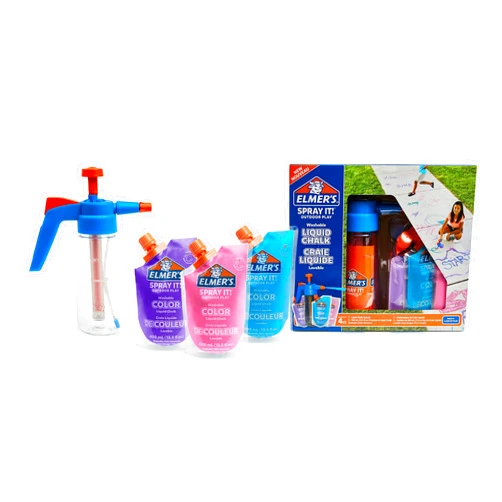 Elmer's Spray It! Outdoor Play Washable Liquid Chalk Kit, Chalk Sprayer and Refills, 4 Count