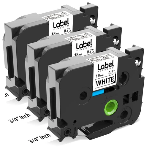Label KINGDOM TZe-241 TZ Tape 18mm 0.7 Laminated White Replacement for Brother TZe241 18mm Label Tape 3/4 Inch Black on White Compatible with Brother P Touch PT-D410 PT-D400 PT-D600 PT-D610BT, 3-Pack