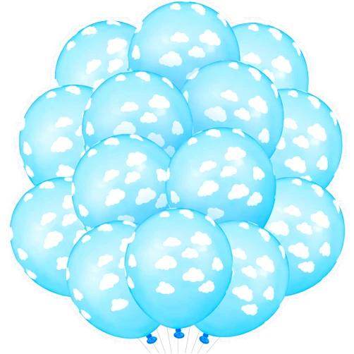 Gejoy 36 Pieces Blue Cloud Latex Balloons Mid Blue with Clouds Matte Balloons 12 Inches Cloud Print Light Blue Balloons for Baby Shower Boys Girls Birthday Party Supplies
