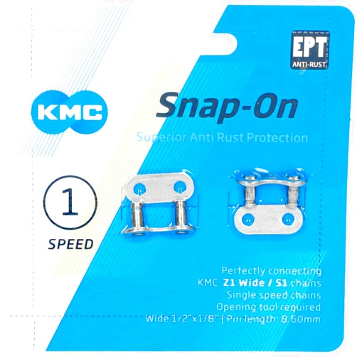 KMC Single Speed EPT Snap-On Link, Dark Silver, Wide (1/8