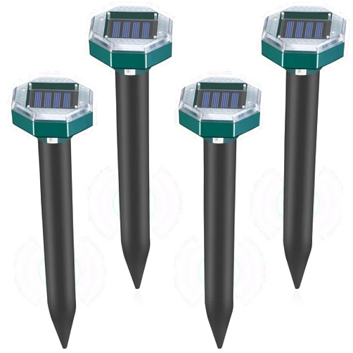 JIMMY'S GARDEN Mole Repellent Solar Powered - Ultrasonic Mole Repeller Vole Repellent Outdoor, Mole Deterrent, Rodent Snake Repellent Chipmunk Gopher Repellent Mole Repellent for Lawns (4)