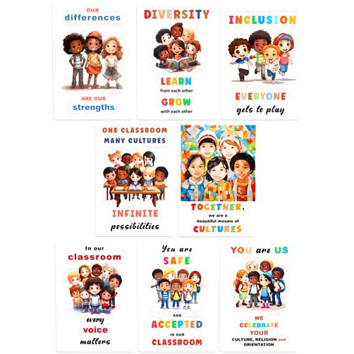 bqw Diversity Posters for Classroom - 8 Multicultural Posters for Classroom, 11x17in Diversity Equity and Inclusion Posters, Multicultural Decorations, Diversity Poster, Diversity Decorations