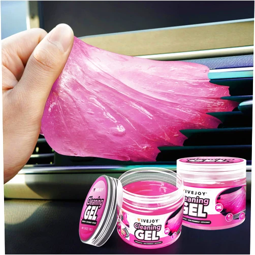 FiveJoy Car Cleaning Gel Universal Cleaning Putty for Car Interior, Reusable Auto Cleaning Slime Car Cleaning Supplies for Car Vent, Keyboard Cleaner Pink 2Pack
