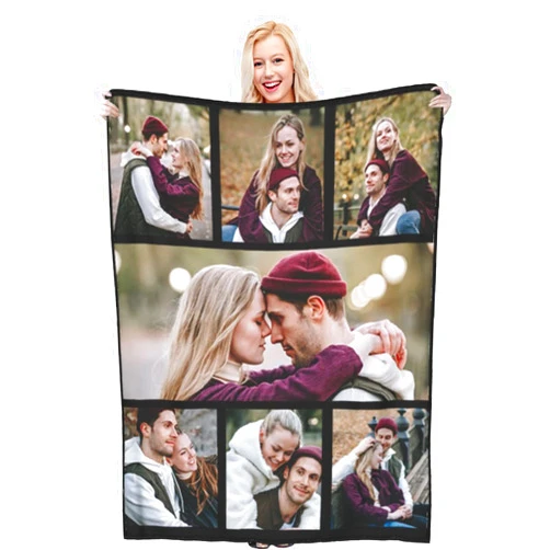 OBVYTF Custom Blanket with Photo Text Personalized Throw Blanket Customized Picture Blanket for Baby Mother Father Friends Lover Dog Pet Personalized Gift Birthday Halloween