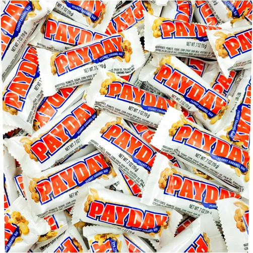 Sweetsome PayDay Peanut and Caramel Snack Size Candy Bars - 40 Pieces Individually Wrapped Bulk Candy - 2 Pound (Pack of 1)