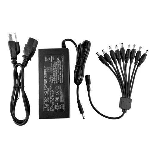 TIGERSECU 12V 8A Power Adapter for Security Cameras and DVRs, with 9-Way Splitter, 100V-240V, 2.1x5.5mm Power Supply, Compatible with Lorex, Night Owl, Swann, ZOSI, Reolink, Annke IP and BNC Cameras