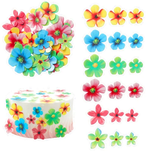 Gyufise 35Pcs Edible Flowers Cake Decorations Beautiful Cupcake Toppers for Wedding Birthday Party Food Decoration Mixed Size & Colour …