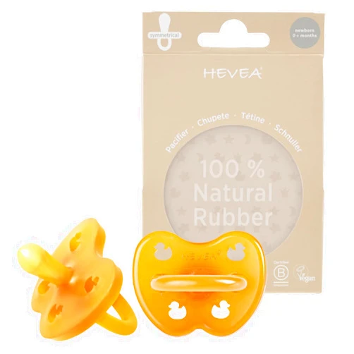 HEVEA Natural Rubber Pacifier Symmetrical Newborn 0+ Months Two-Pack - Natural