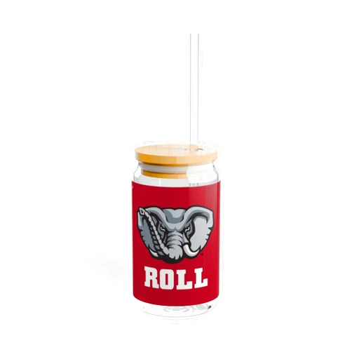 Sunkiss Unlimited Alabama Crimson Tide ROLL TIDE Sipper Glass w/Straw & Bamboo Lid - Fan Cup - Personalized - Customizable