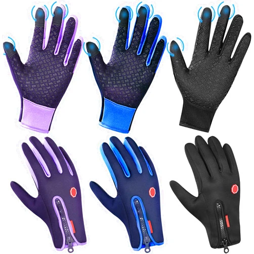 Zhanmai 3 Pairs Outdoor Winter Touchscreen Gloves Windproof Waterproof Gloves Thermal Glove for Running Hiking for Men Women