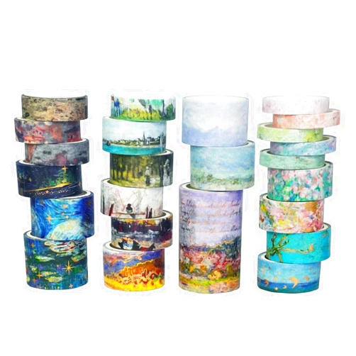 Zo.Yehaa 24 Rolls Washi Tape Set, Vintage Oil Painting Masking Tape, Aesthetic Decorative Tape for Bullet Journal, Book, Planner, Scrapbooking, DIY Arts Crafts