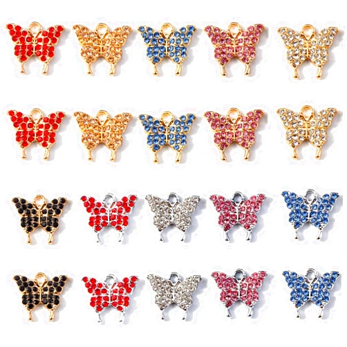 stino 20Pcs/16Pcs Paired Rhinestone Metal Charms for Jewelry Making, Mixed Color, Silver & Gold Metal Charms for Earrings, Bracelets & Necklaces