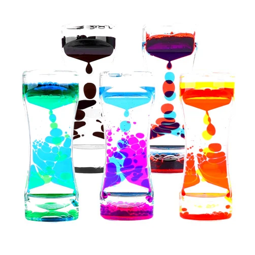 Oneshow Liquid Motion Bubbler Colorful Oil and Water Sensory Toys Bubbler Timer Stress Management Fidget Toy for Kids Calm Stress Relief Desk Toys for Office for Adults, 5 Pack