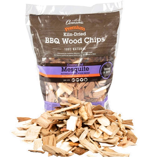 Camerons All Natural Mesquite Wood Chips for Smoker -260 Cu In Bag, Approx 2 Pounds- Kiln Dried Coarse Cut BBQ Grill Wood Chips for Smoking Meats - Barbecue Smoker Accessories - Grilling Gifts for Men