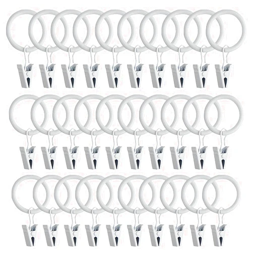 WMYCONGCONG 40 PCS Metal Curtain Rings with Clips, Drapery Clips Hooks 1 Inch Interior Diameter Eyelets Decorative Vintage Rustproof Window Curtain Hangers for Decor Drapes, Bows, Caps etc, White