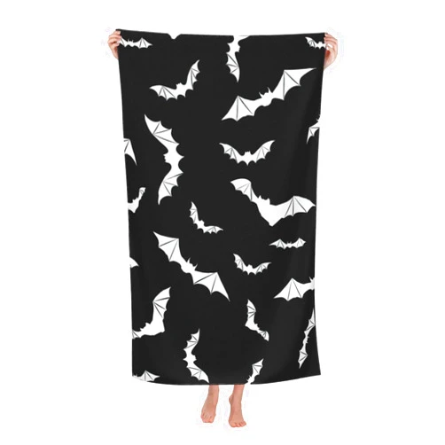 Puilkfgt Bats Halloween Goth Microfiber Beach Towel Quick Dry Super Absorbent Bath Towels Blanket for Shower Camping Beach 80x130cm, White