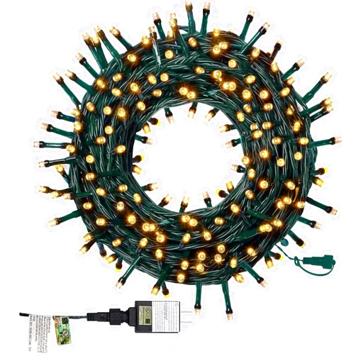 Twinkle Star 2 Pack 66ft 200 LED Christmas Tree String Lights Outdoor Fairy Lights Plug in, Clear Bulbs Mini Lights 8 Modes, Xmas Wedding Party Decoration, Warm White