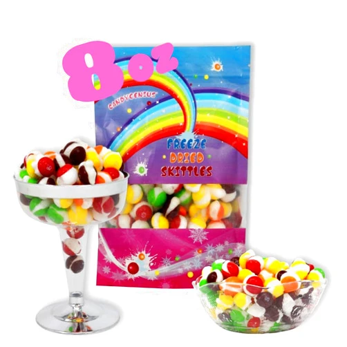 CANDYGENIUS Freeze Dried Candy - 8oz XL pack of CANDYGENIUS cool freeze dry candies puff frozen dehydrated skittles bulk giant snack fruit crunch extra large