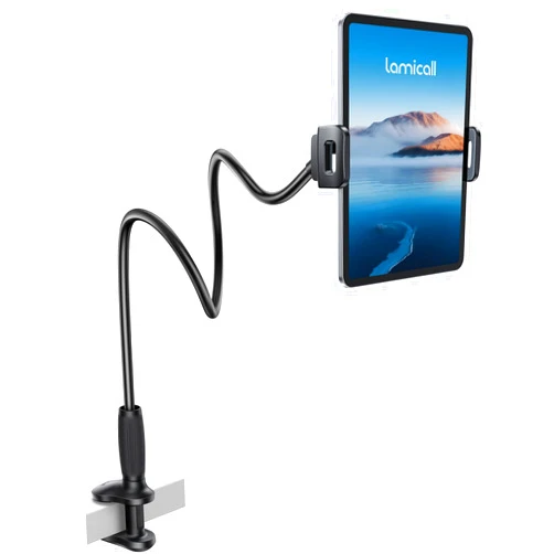 Lamicall Gooseneck Tablet Holder for Bed - [Unique Tapered Flexible Arm][Fully Adjustable] iPad Kindle Holder Stand for Reading in Bed, Tablet Mount for 4.7-13