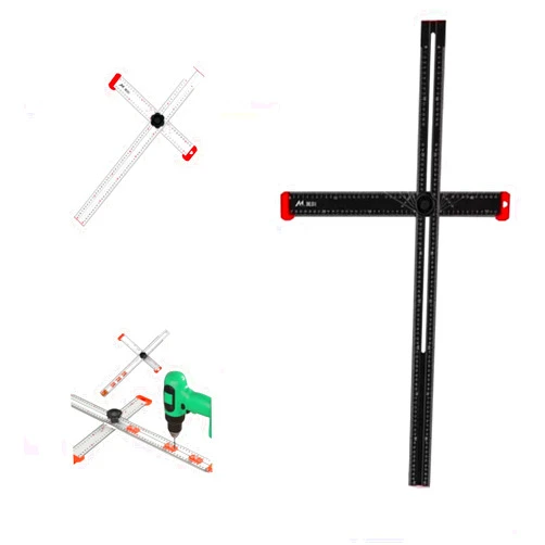 SC.WABE Drilling Positioning Ruler,2-in-1 Drilling Positioning Ruler,T Square Ruler Woodworking Ruler,Cabinet Hole Drilling Template,Cabinet Hardware Jig,Shelf Pin Drilling Jig 25In（Black）, hx71810