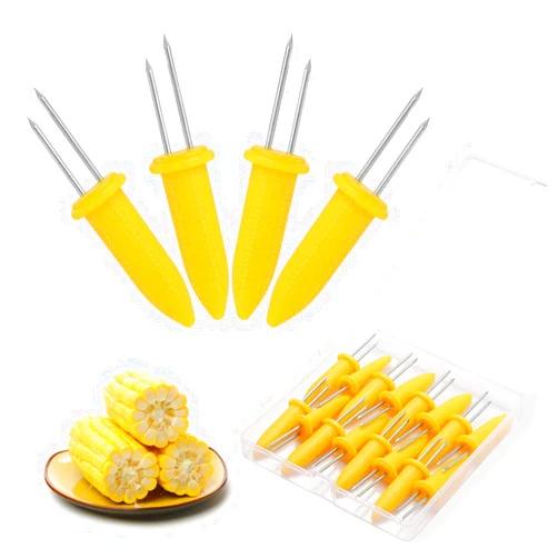DySaLic Corn Holders Set, 20PCS Stainless Steel Corn Cob Holders, Corn on The Cob Skewers for BBQ, Durable Anti-Scald Corn on the Cob holders with Storage Box for Home Cooking Forks