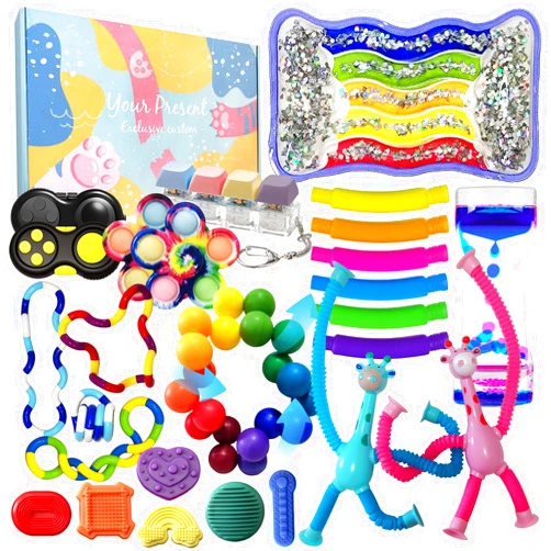 KCNVLCK Sensory Toys 25 Pack with Visual Auditory Tactile Fidget Toys for Kids Adults Autism ADHD, Focus Calming Set for Classroom Calm Down Corner Office Desk, Travel Party Favors Gifts