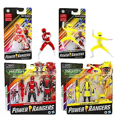 Toptoys2u Bargain Bundles Power Rangers - Red, Yellow 15cm Beast Morphing Ranger & Red, Yellow Limited Edition 2.5