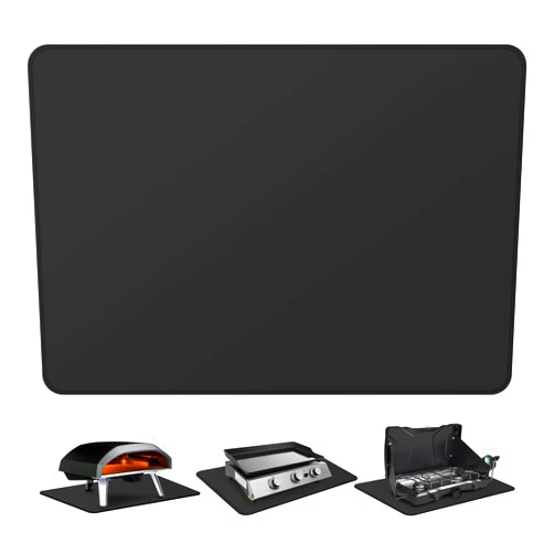 FLASLD Fireproof & Waterproof Under Blackstone Griddle BBQ Mat, Protect Your Prep Table and Outdoor Grill Table - Heat Resistant Grill Table Mat (Black,16 x 24in)