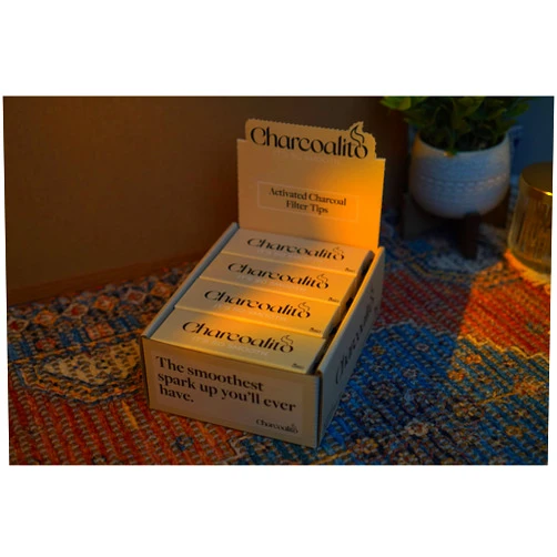 Charcoalito Filters Charcoalito - Activated Charcoal Filter Tips with Naturally Derived Coconut Husk Activated Charcoal | Display Box of 12x Charcoalito King Drawer Boxes | Wholesale