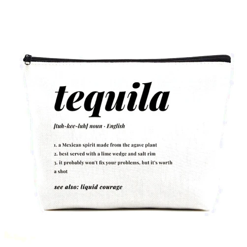 fkovcdy Tequila Gifts Tequila Definition Makeup Bag Tequila Drinker Gift for Women Girls Drinking Lovers Gift Bachelorette Party Cosmetic Bag for Women Her Sister Friend BFF Besties
