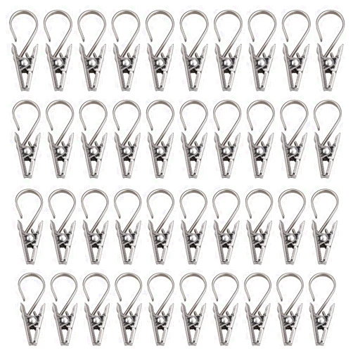 SUPDMZJ Stainless Steel Curtain Clip Hook for Curtains, Shower Curtains, Rod Rings, Pictures, Decorative Clips 40pcs