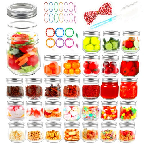 UrSpeedtekLive 30 Pack Mason Jars 8 oz with Regular Lids and Bands, Half Pint Canning Jars, Small Glass Jars for Honey Jelly Jam Crafts